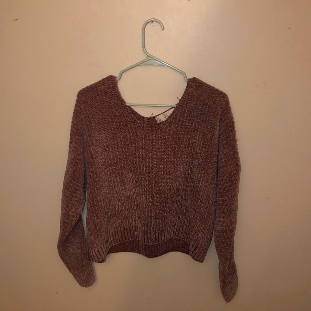Cropped Oversized V Neck Sweater